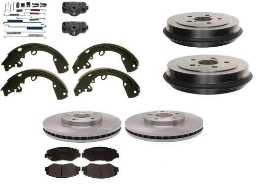 Front Rotor Pad Rear Drum & Shoe Wheel Cylinder Springs Fit Dodge Neon 2000-2005