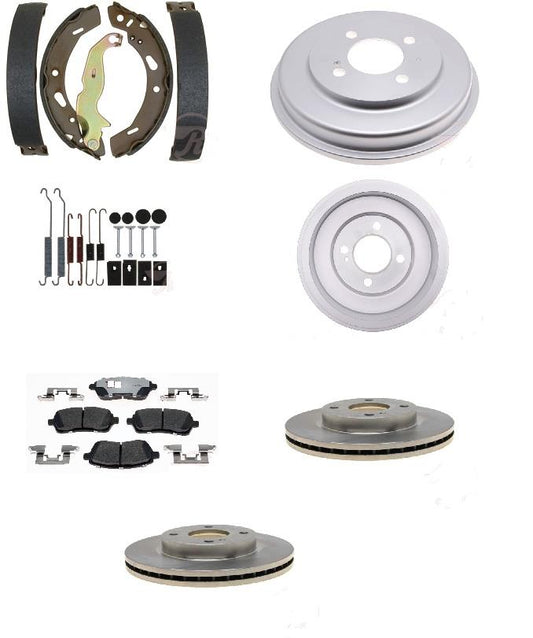 Brake Ceramic Pads Rotors Shoe Drums and Spring Kit Fits Ford Fiesta 2011-2019