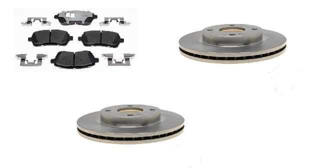 Front Ceramic Brake Pad with hardware & Rotors Kit Fits Ford Fiesta 2011-2019