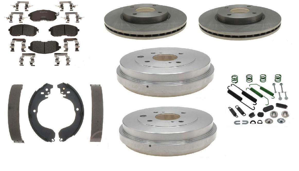 Ceramic pads Rotors Brake Shoe Drum spring kit  fits 2007-2014 Cube Sentra Versa
