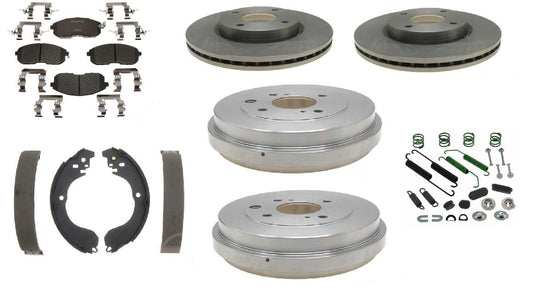 Ceramic pads Rotors Brake Shoe Drum spring kit  fits 2007-2014 Cube Sentra Versa