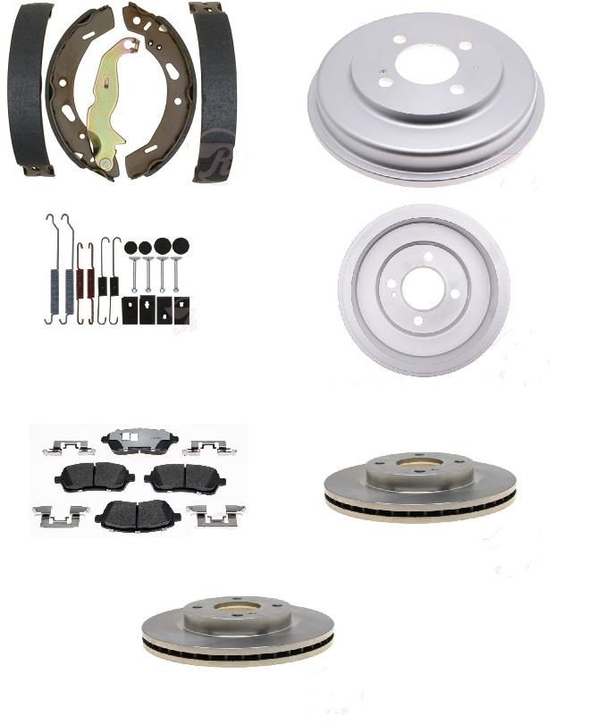 Brake Ceramic Pads Rotors Shoe Drums and Spring Kit Fit Honda Civic DX 2012-2015